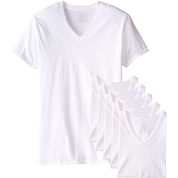 Fruit of the Loom Men's Stay Tucked V-Neck T-Shirt, 6 Pack