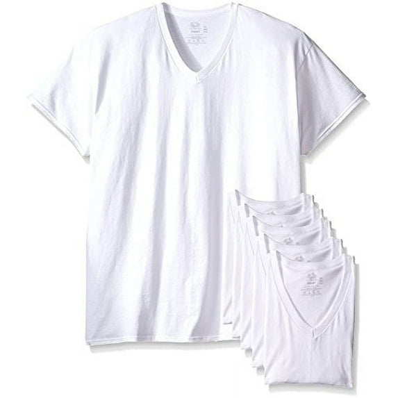 Fruit of the Loom Men's Stay Tucked V-Neck T-Shirt - X-Large Tall / 46-48 Chest - White (Pack of 6)