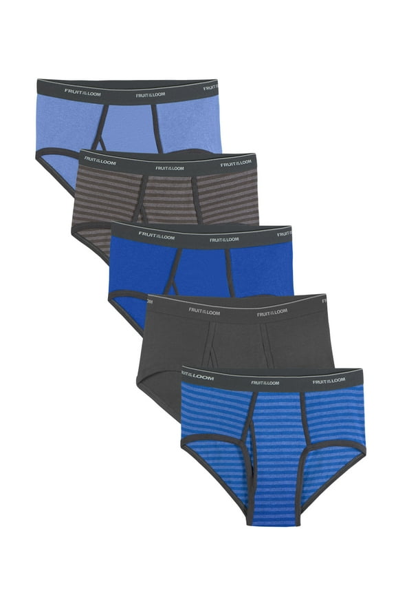 Men's Stripe and Solid Fashion Briefs, Extended Sizes, 5 Pack