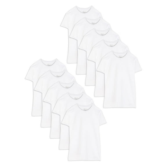 Fruit of the Loom Men's Super Value White Short Sleeve Crew T-Shirts, 10 Pack