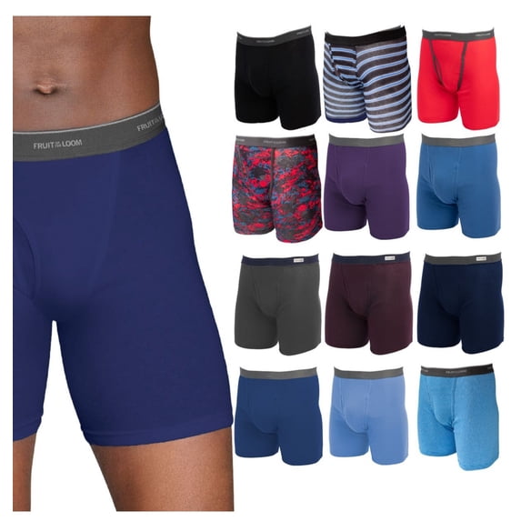 Fruit of the Loom Men's Tag- Free Assorted Boxer Briefs, 3 Pack M 32-34 in