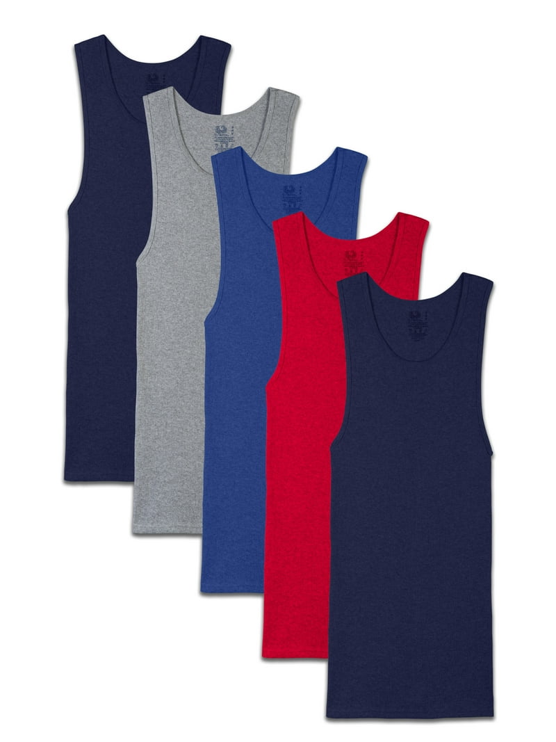 Fruit of the Loom Men's Tank A-Shirts, 5 Pack, Soft Cotton
