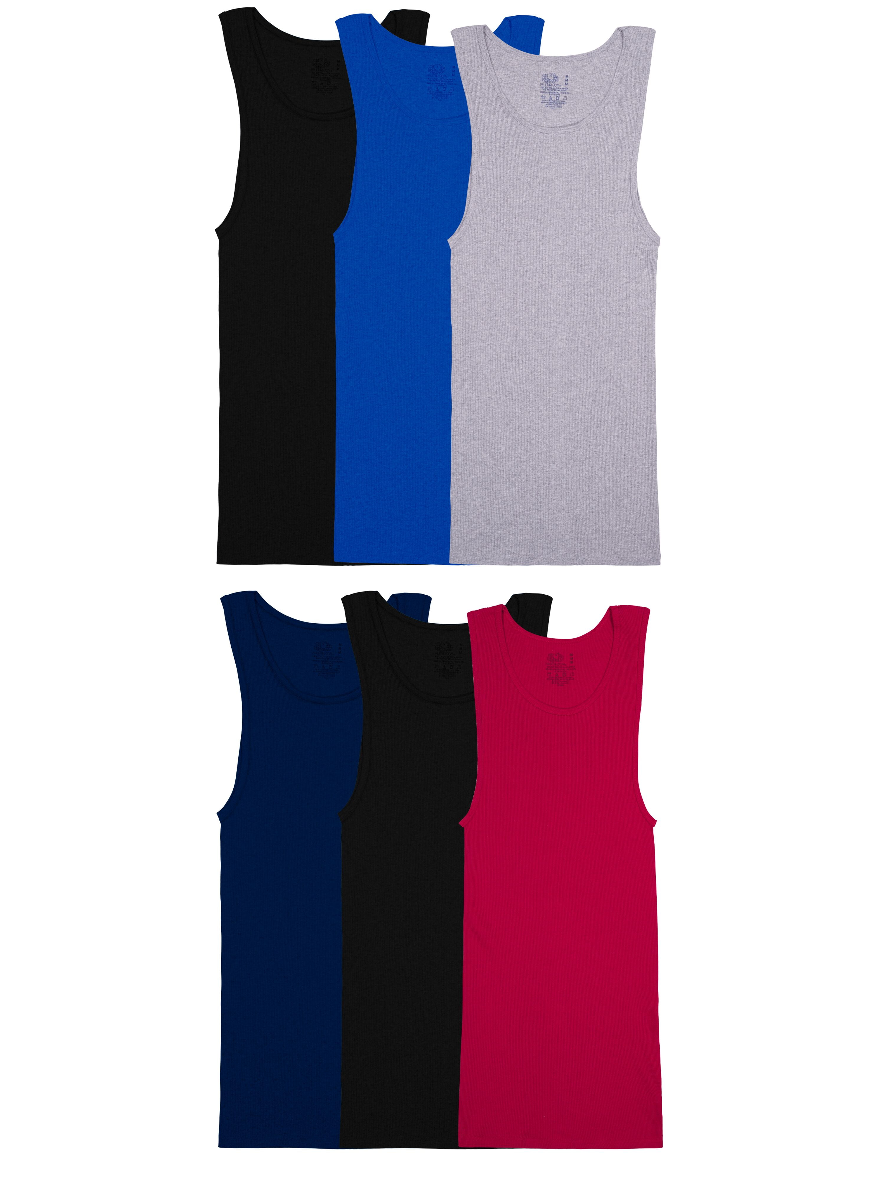 Fruit of the Loom Men's EverSoft Cotton A-Shirt Tank Top Undershirts, 6-Pack, Moisture-Wicking, White & Assorted Colors, Sizes S-5XB Fruit of the Loom Men's EverSoft Cotton A-Shirt Tank Top Undershirts, 6-Pack, Moisture-Wicking, White & Assorted Colors, Sizes S-5XB