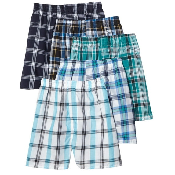 Fruit of the Loom Men's Tartan Woven Boxer - Colors May Vary, Assorted Plaid, Large(Pack of 5)