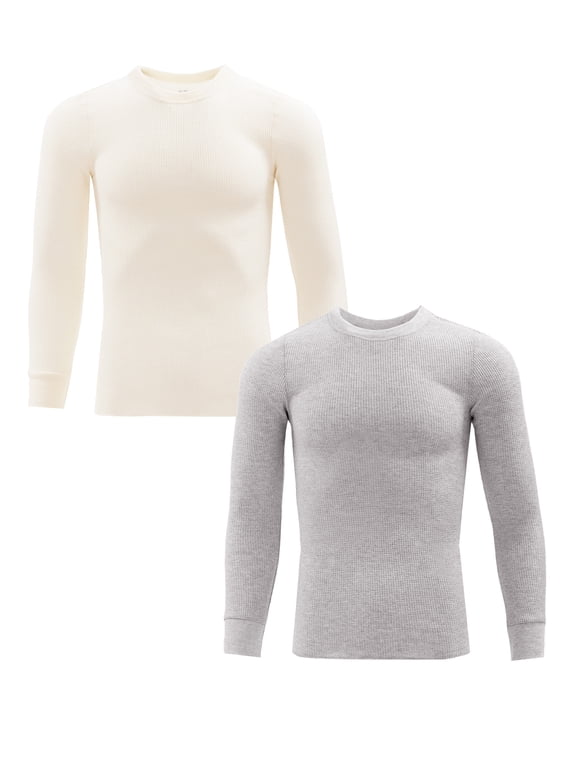 Men's Thermal Waffle Crew Top, 2-Pack, Sizes S-5XL