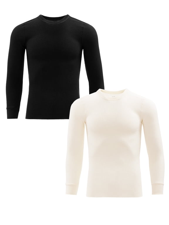 Men's Thermal Waffle Crew Top, 2-Pack, Sizes S-5XL