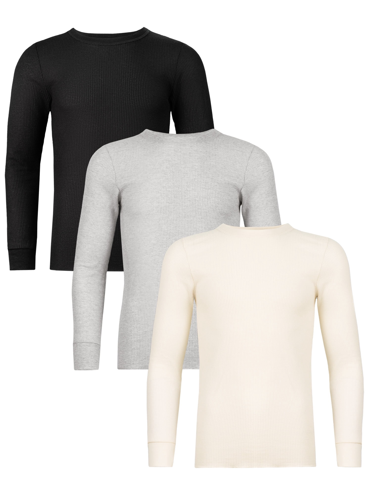 Fruit of the Loom Men's Thermal Waffle Crew Top, 3-Pack, Sizes S-5XL