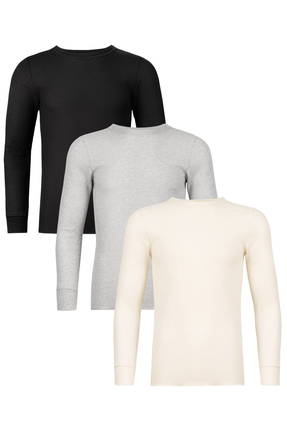 Men's Thermal Waffle Crew Top, 3-Pack, Sizes S-5XL