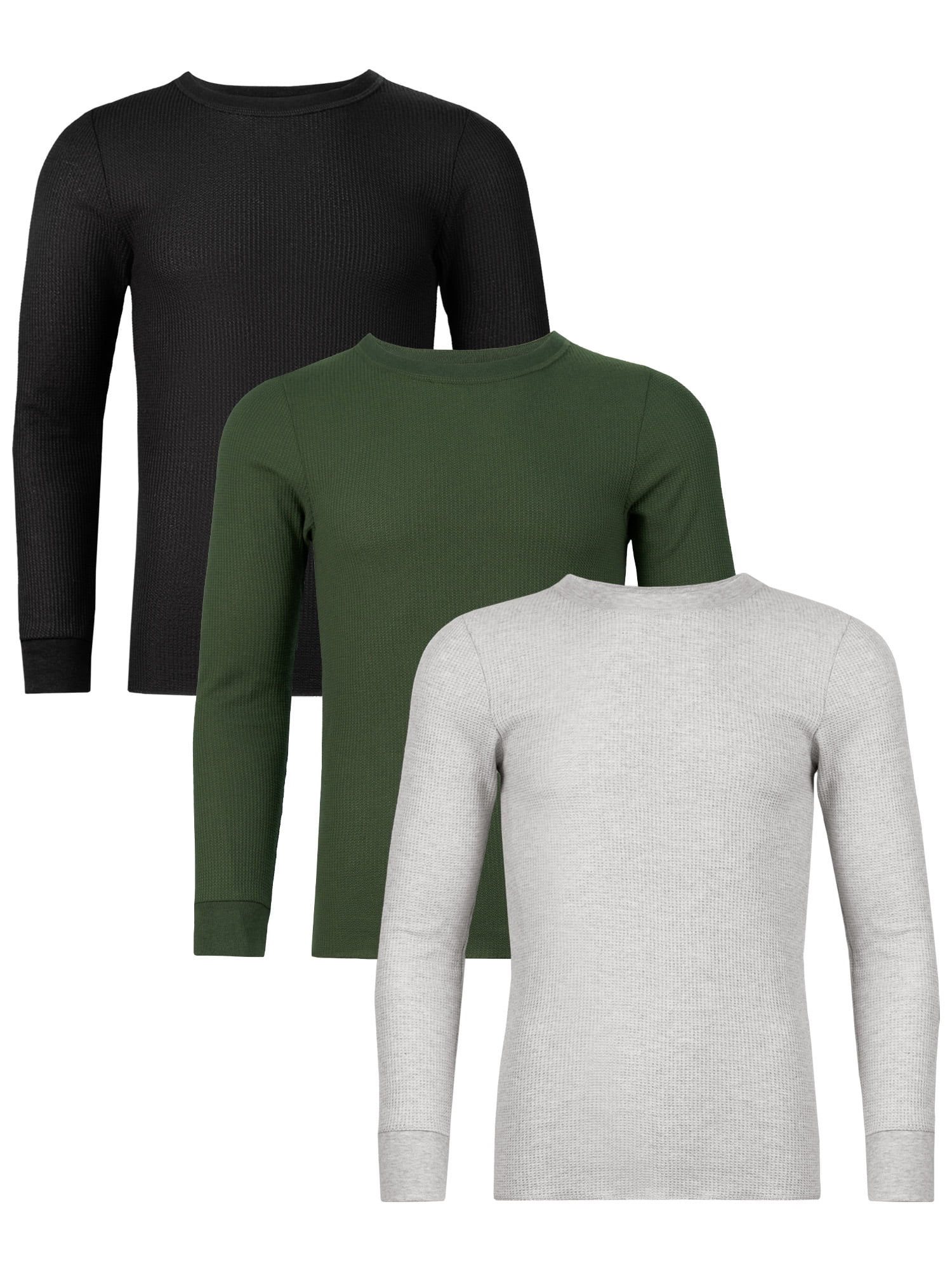 Fruit of the Loom Men's Thermal Waffle Crew Top, 3-Pack, Sizes S-5XL