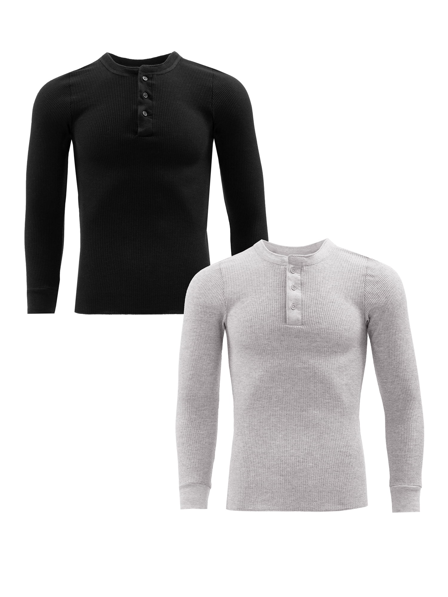 Men's & Big Men's Waffle Thermal Henley Top, 2 Pack