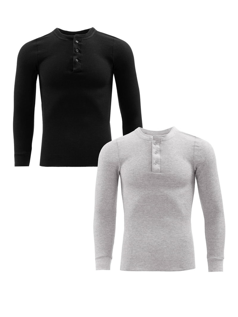 Fruit of the Loom Men's 2 Pack Waffle Performance Thermal Henley