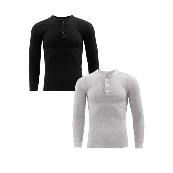Fruit of the Loom Men's Thermal Waffle Henley Top, 2-Pack, Sizes S-5XL
