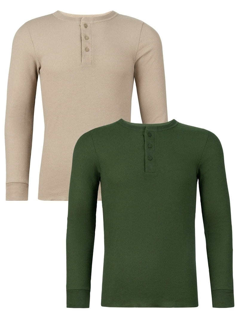 Fruit of the Loom Men's Thermal Waffle Henley Top, 2-Pack, Sizes S