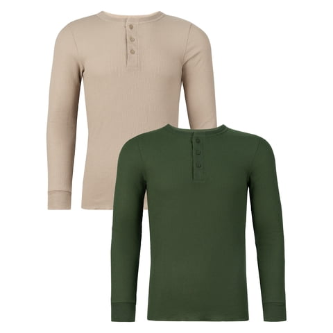 Fruit of the Loom Men's Thermal Waffle Henley Top, 2-Pack, Sizes S-5XL