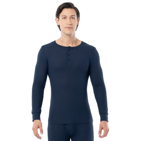 Fruit of the Loom Men's Thermal Waffle Underwear Henley Top, Sizes S-5XL