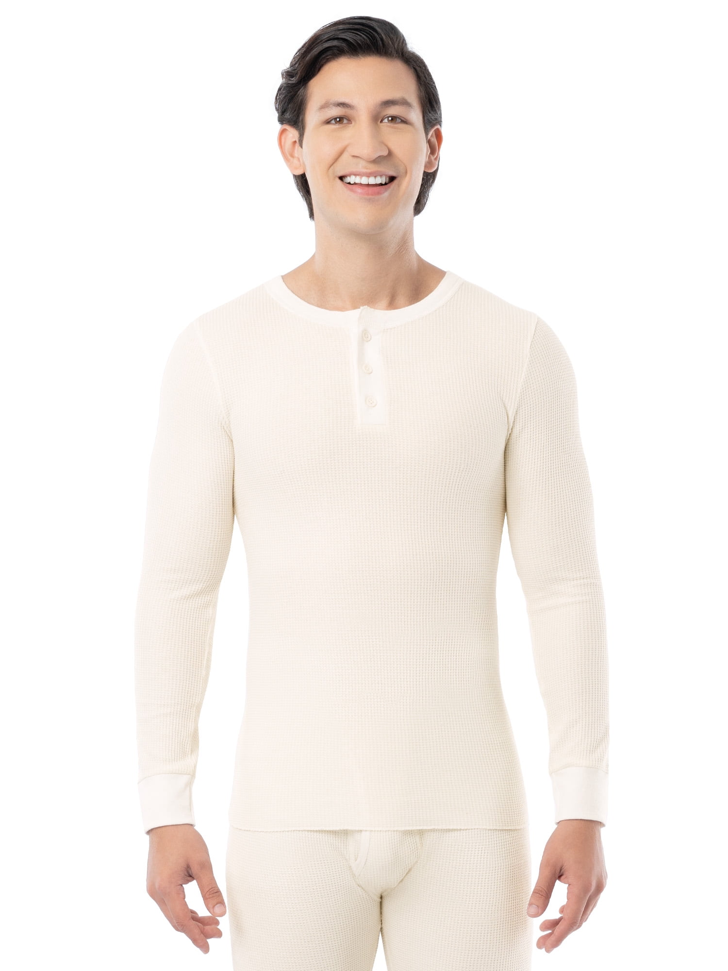 Fruit of the Loom Men's Thermal Waffle Underwear Henley Top, Sizes S-5XL