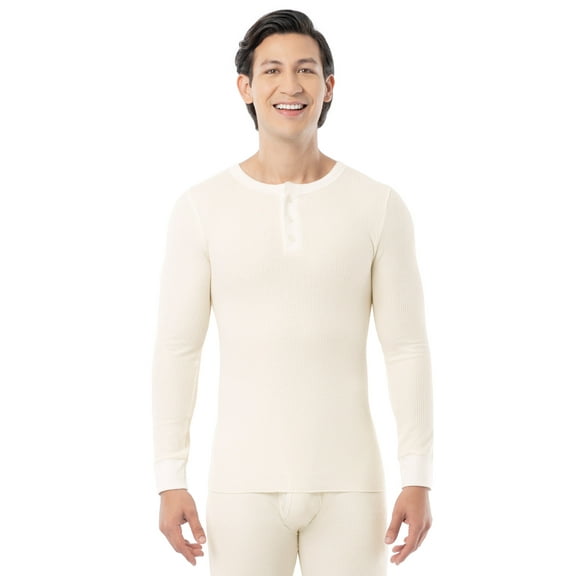 Fruit of the Loom Men's Thermal Waffle Underwear Henley Top, Sizes S-5XL