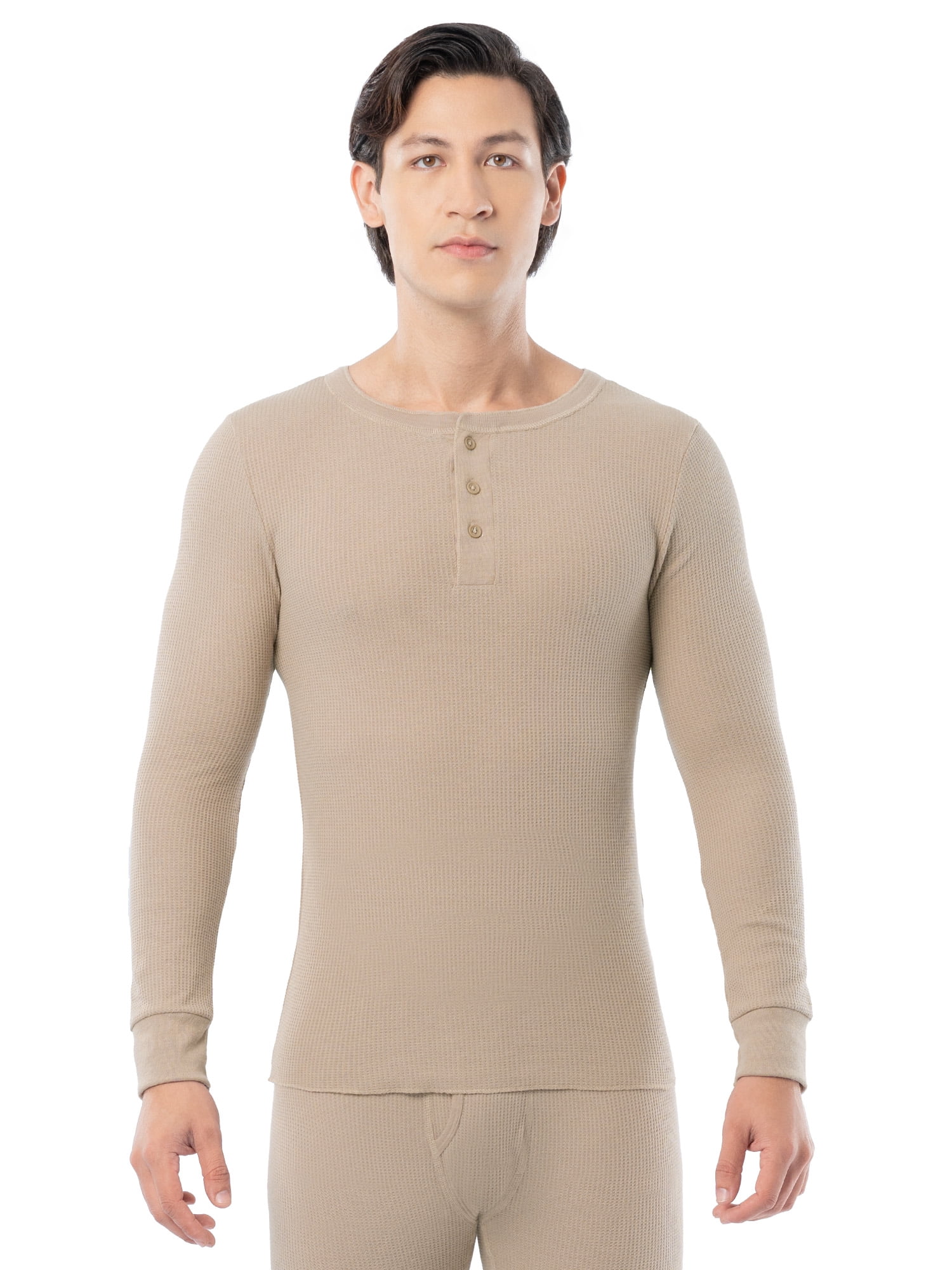 Fruit of the Loom Men's Thermal Waffle Underwear Henley Top, Sizes S-5XL