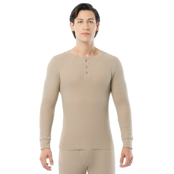Fruit of the Loom Men's Thermal Waffle Underwear Henley Top, Sizes S-5XL