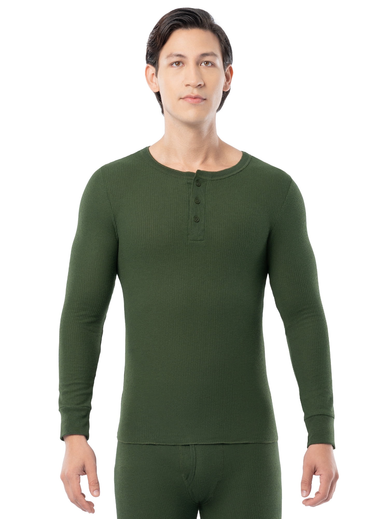 Fruit of the Loom Men's Thermal Waffle Underwear Henley Top, Sizes S-5XL