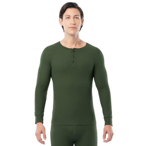 Fruit of the Loom Men's Thermal Waffle Underwear Henley Top, Sizes S-5XL