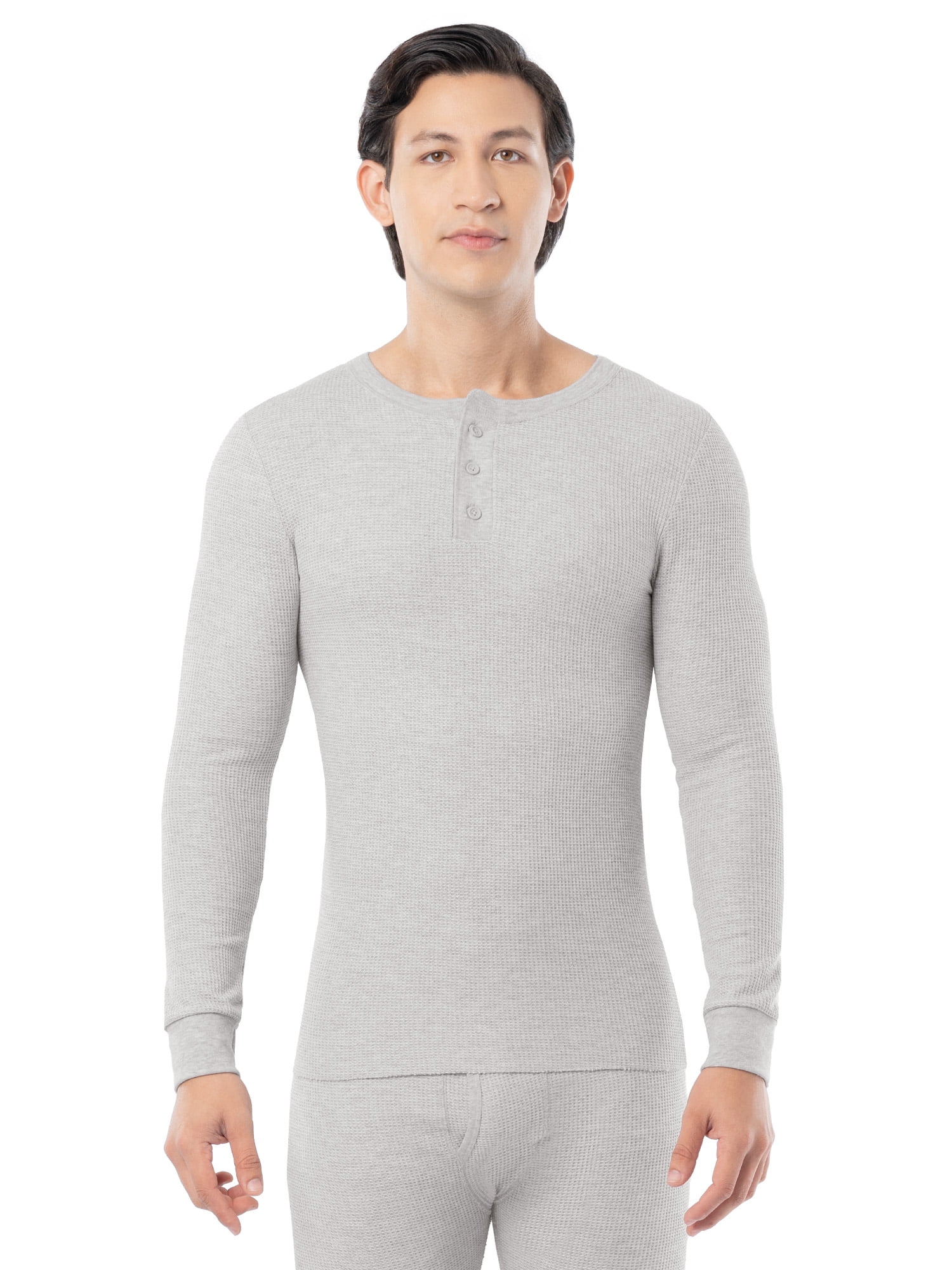 Men's Thermal Waffle Underwear Henley Top, Sizes S-5XL