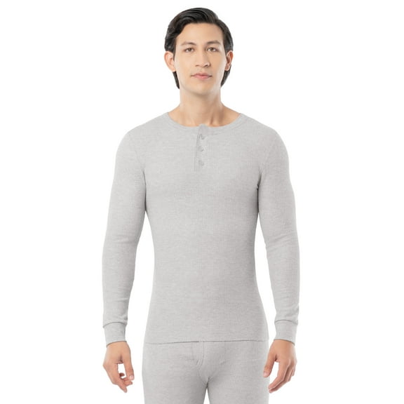 Fruit of the Loom Men's Thermal Waffle Underwear Henley Top, Sizes S-5XL