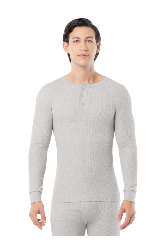 Men's Thermal Waffle Underwear Henley Top, Sizes S-5XL