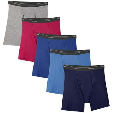 Fruit of the Loom Men's Traditional Fly Assorted Boxer Briefs Pack of 5, 3XL