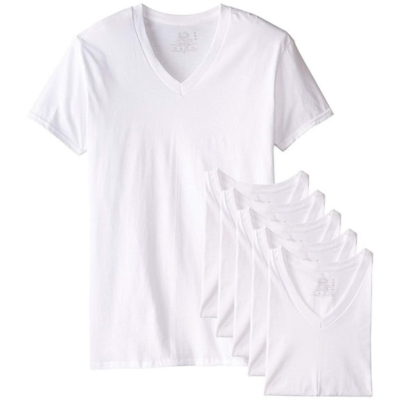 Fruit of the Loom Men's Tucked V-Neck T-Shirt White, 3X Tall