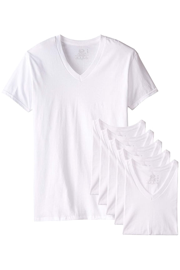 Men's Tucked V-Neck T-Shirt White, 3X Tall