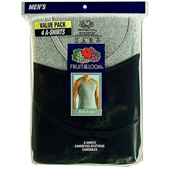 Fruit of the Loom Men's Undershirt Black & Grey, XXX-Large