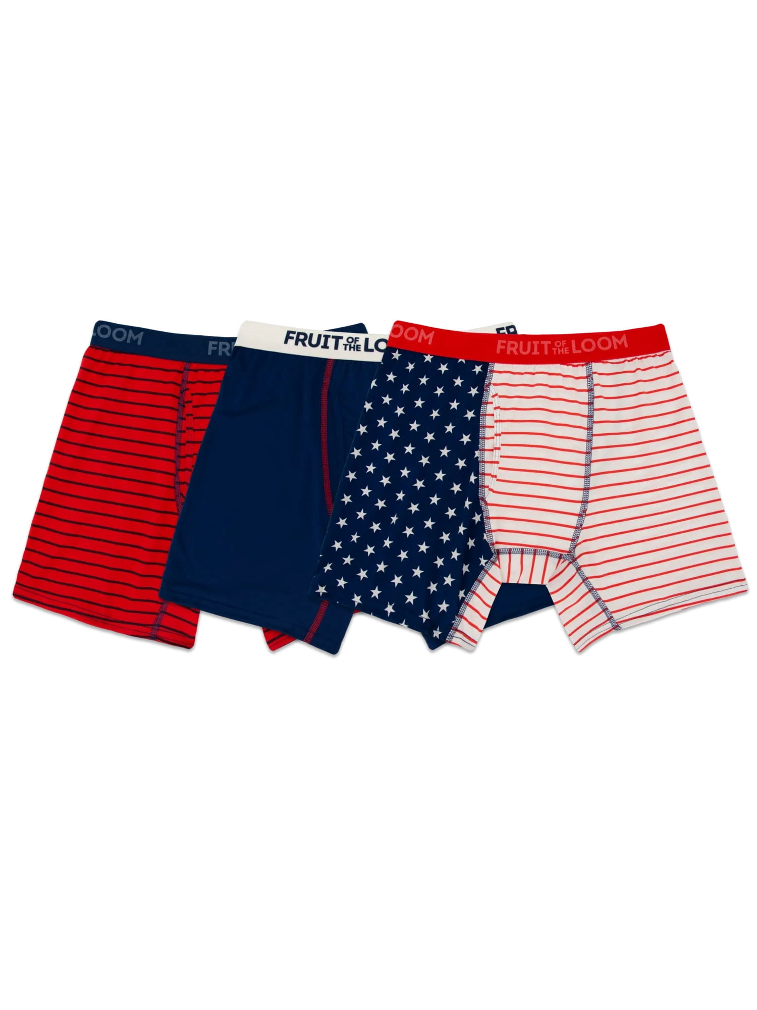 Fruit of the Loom Men's Americana Stretch Boxer Briefs, Moisture Wicking Underwear, 3-Pack