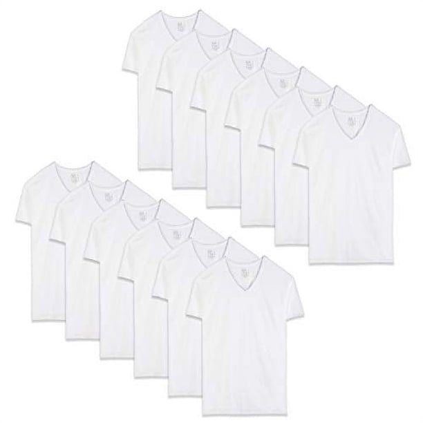 Fruit of the Loom Men's V-Neck T-Shirt Multipack, White-12 Pack, Medium ...