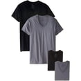 thumbnail image 1 of Fruit of the Loom Men's V-Neck T-Shirt,Pack of 4,Black & Grey,Large, 1 of 1