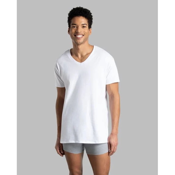Fruit of the Loom Men's V-Neck Tee 3 Pack, White, XXX-Large(Pack of 3)