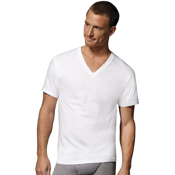 Fruit of the Loom Men's V-Neck Tee 5 Pack, White Size Large