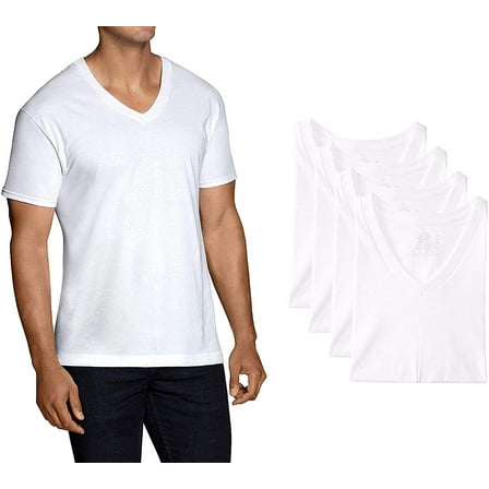 Fruit of the Loom Men's V-Neck Tee 5 Pack, White Size Small