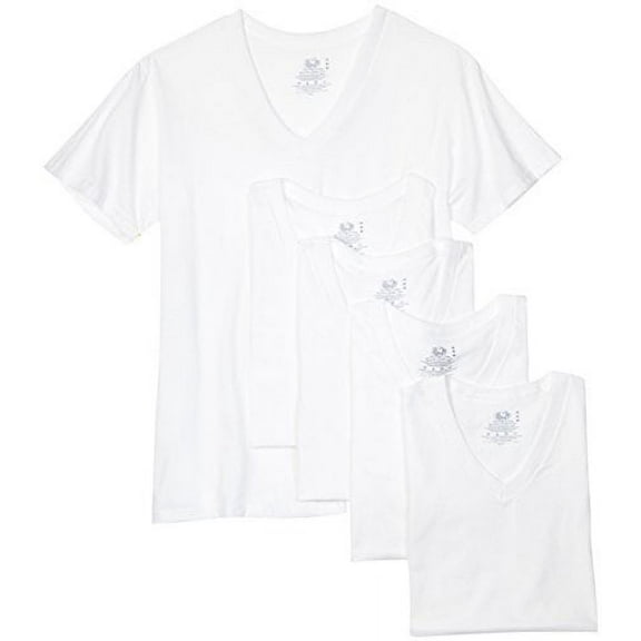 Fruit of the Loom Men's V-Neck Tee Pack of 5 White, X-Large Tall