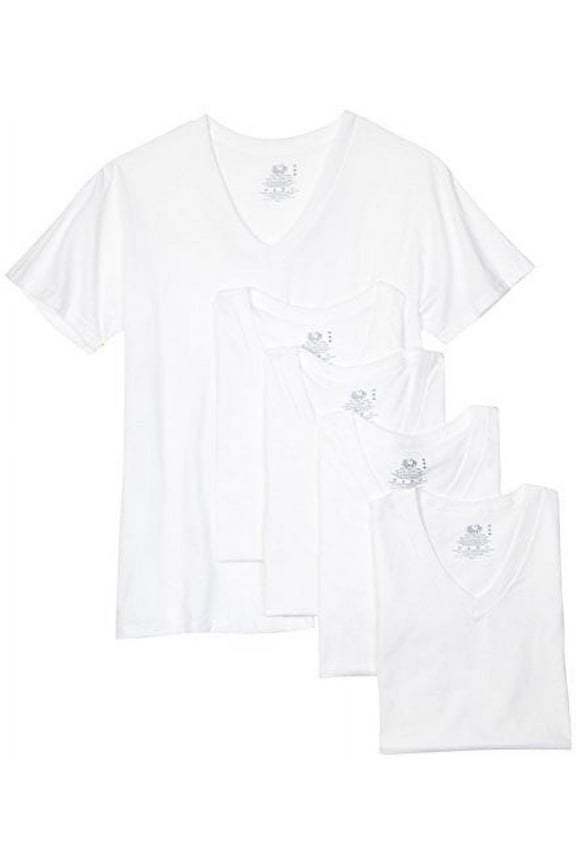 Men's V-Neck Tee Pack of 5 White, X-Large Tall