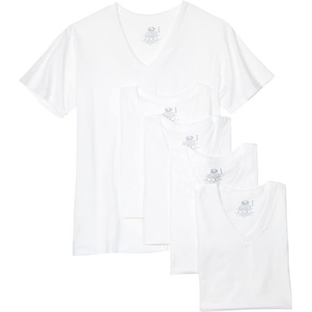 Fruit of the Loom Men's V-Neck Tee , White, X-Large(Pack of 5)