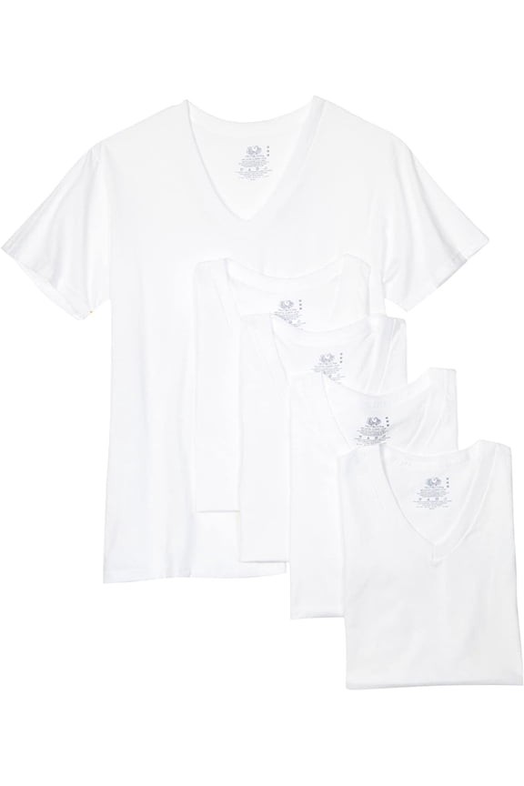 Men's V-Neck Tee , White, X-Large(Pack of 5)