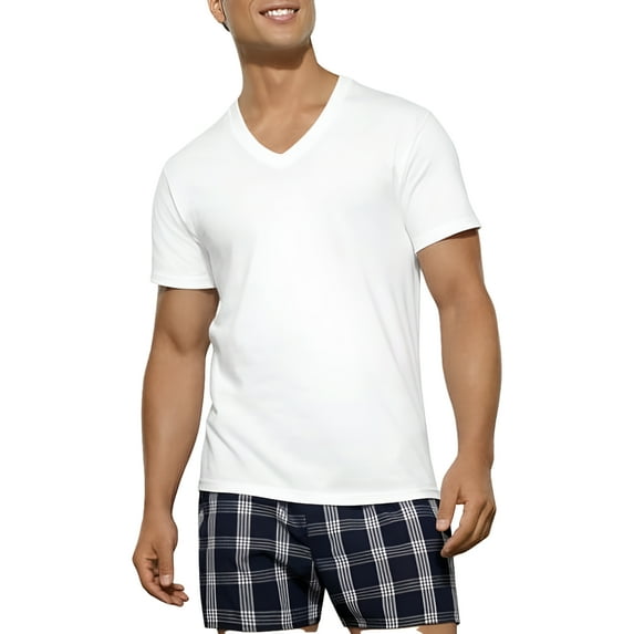 Fruit of the Loom Men's V-Neck Tee , White, X-Large(Pack of 5)