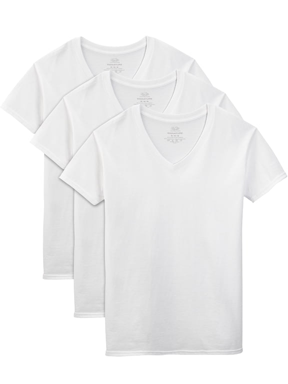 Men’s Cotton V‑Neck Undershirts, White or Black/Gray, Multi‑Pack, Regular & Tall Sizes