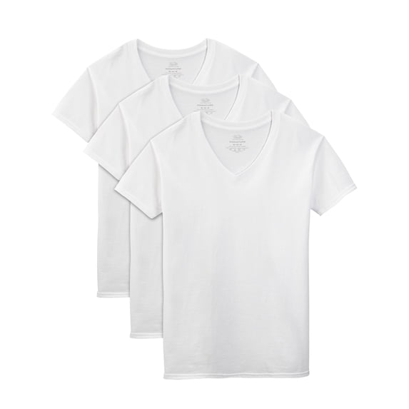Fruit of the Loom Men’s Cotton V‑Neck Undershirts, White or Black/Gray, Multi‑Pack, Regular & Tall Sizes