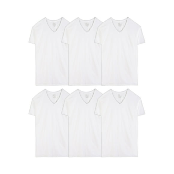 Fruit of the Loom Men’s Cotton V‑Neck Undershirts, White or Black/Gray, Multi‑Pack, Regular & Tall Sizes