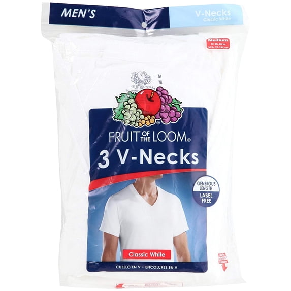 Fruit of the Loom Men's V-Neck White T-Shirts Multi Pack