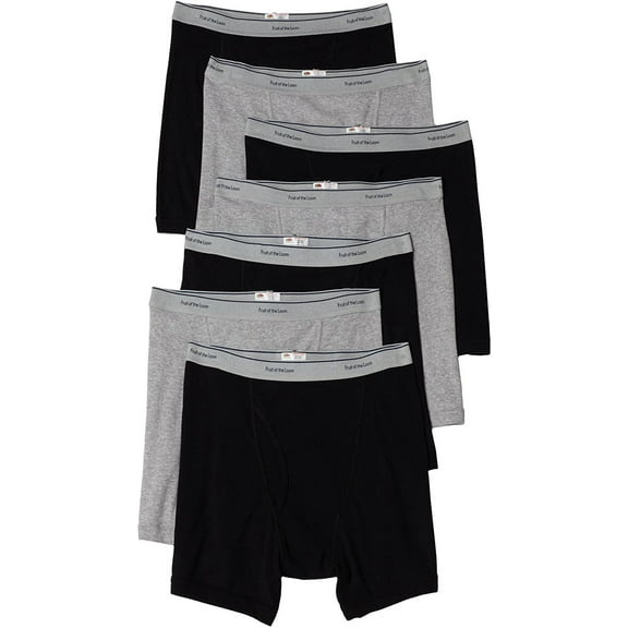 Fruit of the Loom Men's Value Pack Black/Grey Boxer Briefs, 7 Pack