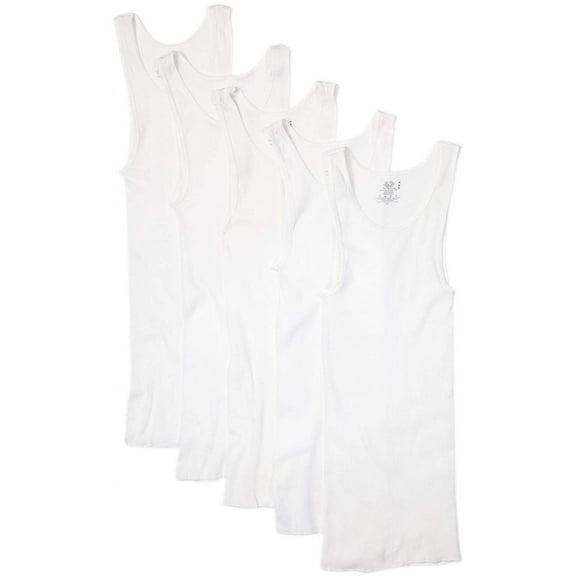 Fruit of the Loom Men's White 100% Cotton A-Shirts, 6 Pack