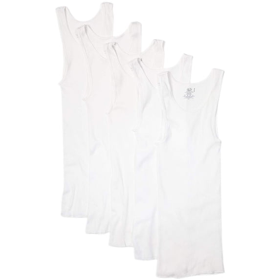 Fruit of the Loom Men's White 100% Cotton A-Shirts, 6 Pack